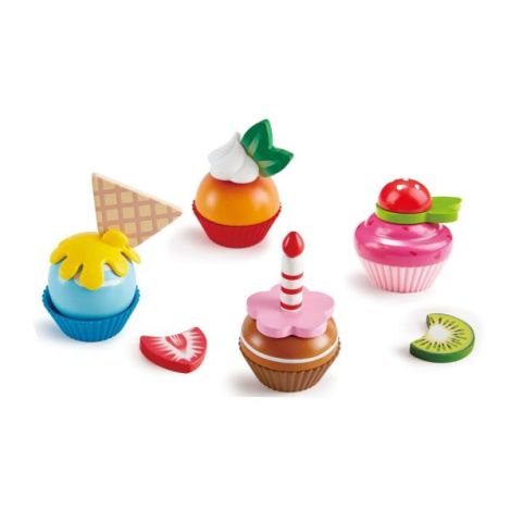Jucarie din lemn - Prajituri cupcake (18 piese) - imagine 7